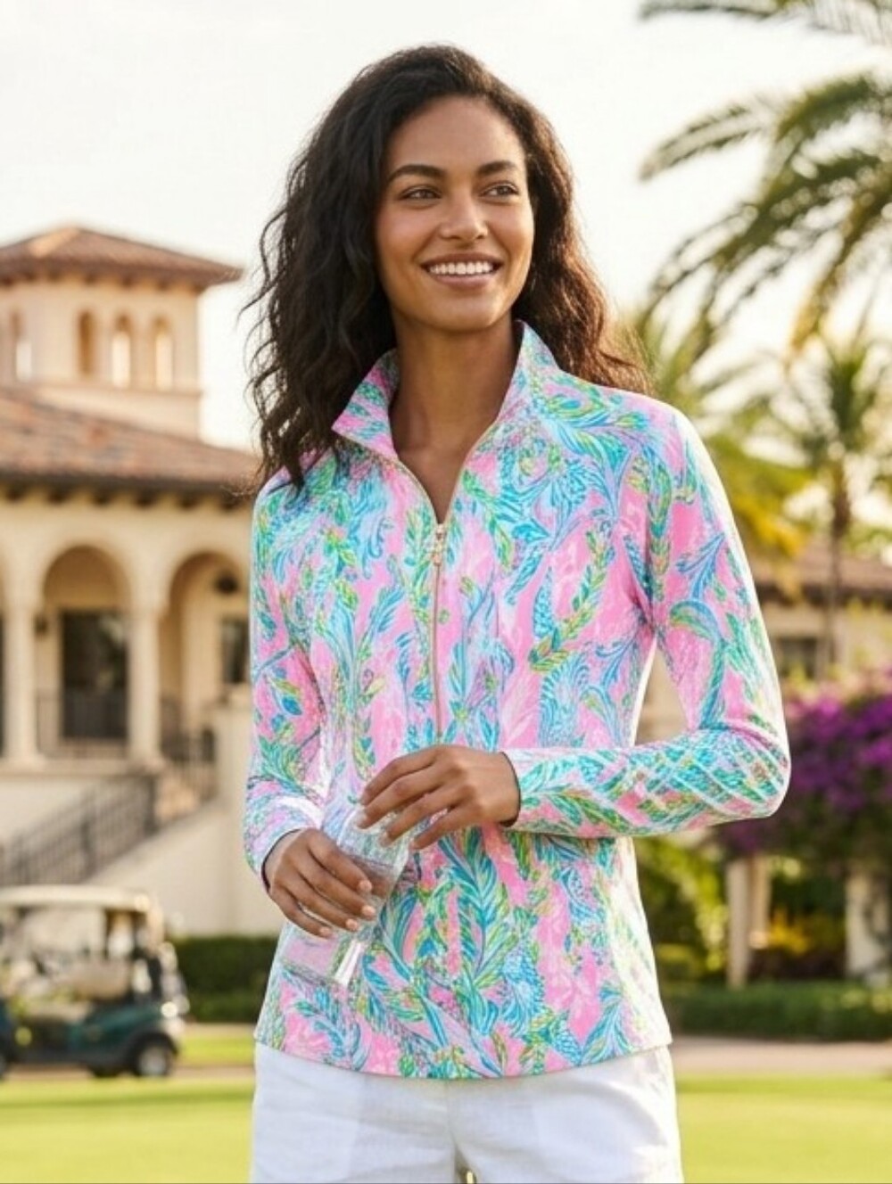 Lilly Pulitzer Women's Pink Unicorn Of Sea UPF 50 Luxletic Cassi Popover Size M